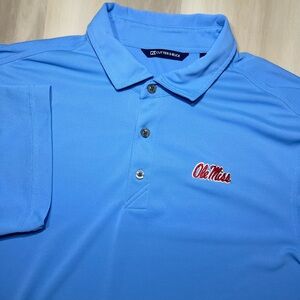 Ole Miss Cutter And Buck Polo Sz Large Power Blue Casual Golf College Shirt